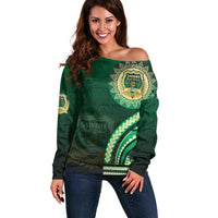 Saineha High School Off Shoulder Sweater Ngatu and Polynesian Pattern
