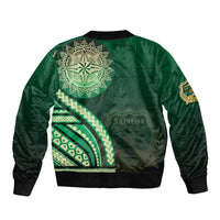 Saineha High School Sleeve Zip Bomber Jacket Ngatu and Polynesian Pattern