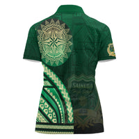 Saineha High School Women Polo Shirt Ngatu and Polynesian Pattern