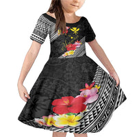 Aloha Hawaii Hibiscus and Plumeria Flowers Family Matching Mermaid Dress and Hawaiian Shirt Kanaka Maoli Tattoo Polynesian Pattern