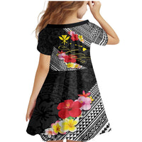 Aloha Hawaii Hibiscus and Plumeria Flowers Family Matching Mermaid Dress and Hawaiian Shirt Kanaka Maoli Tattoo Polynesian Pattern