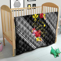 Aloha Hawaii Hibiscus and Plumeria Flowers Quilt Kanaka Maoli Tattoo Polynesian Pattern