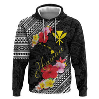 Aloha Hawaii Hibiscus and Plumeria Flowers Zip Hoodie Kanaka Maoli Tattoo Polynesian Pattern