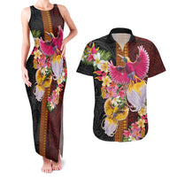 Papua New Guinea Birds and Frangipani Couples Matching Tank Maxi Dress and Hawaiian Shirt Melanesian Art Tattoos - Polynesian Pride