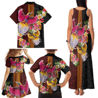 Papua New Guinea Birds and Frangipani Family Matching Tank Maxi Dress and Hawaiian Shirt Melanesian Art Tattoos - Polynesian Pride