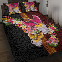 Papua New Guinea Birds and Frangipani Quilt Bed Set Melanesian Art Tattoos - Polynesian Pride