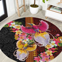 Papua New Guinea Birds and Frangipani Round Carpet Melanesian Art Tattoos - Polynesian Pride