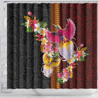 Papua New Guinea Birds and Frangipani Shower Curtain Melanesian Art Tattoos - Polynesian Pride