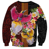 Papua New Guinea Birds and Frangipani Sweatshirt Melanesian Art Tattoos - Polynesian Pride