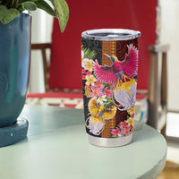 Papua New Guinea Birds and Frangipani Tumbler Cup Melanesian Art Tattoos - Polynesian Pride