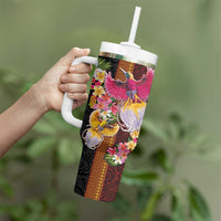 Papua New Guinea Birds and Frangipani Tumbler With Handle Melanesian Art Tattoos - Polynesian Pride