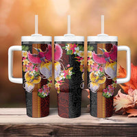Papua New Guinea Birds and Frangipani Tumbler With Handle Melanesian Art Tattoos - Polynesian Pride