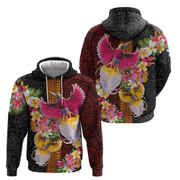 Papua New Guinea Birds and Frangipani Zip Hoodie Melanesian Art Tattoos - Polynesian Pride