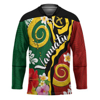 Melanesian Vanuatu Tribal Boar Tusk Hockey Jersey Tropical Plants and Namele Motifs - Polynesian Pride