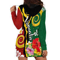 Melanesian Vanuatu Tribal Boar Tusk Hoodie Dress Tropical Plants and Namele Motifs - Polynesian Pride