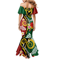 Melanesian Vanuatu Tribal Boar Tusk Mermaid Dress Tropical Plants and Namele Motifs - Polynesian Pride