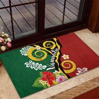 Melanesian Vanuatu Tribal Boar Tusk Rubber Doormat Tropical Plants and Namele Motifs - Polynesian Pride