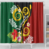 Melanesian Vanuatu Tribal Boar Tusk Shower Curtain Tropical Plants and Namele Motifs - Polynesian Pride