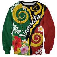 Melanesian Vanuatu Tribal Boar Tusk Sweatshirt Tropical Plants and Namele Motifs - Polynesian Pride