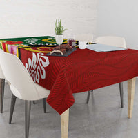 Melanesian Vanuatu Tribal Boar Tusk Tablecloth Tropical Plants and Namele Motifs - Polynesian Pride