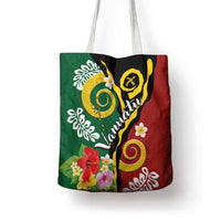 Melanesian Vanuatu Tribal Boar Tusk Tote Bag Tropical Plants and Namele Motifs - Polynesian Pride