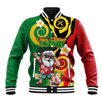 Vanuatu Christmas Baseball Jacket Funny Santa with Namele and Boar Tusk Tribal - Polynesian Pride