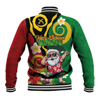 Vanuatu Christmas Baseball Jacket Funny Santa with Namele and Boar Tusk Tribal - Polynesian Pride