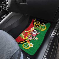 Vanuatu Christmas Car Mats Funny Santa with Namele and Boar Tusk Tribal - Polynesian Pride