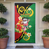 Vanuatu Christmas Door Cover Funny Santa with Namele and Boar Tusk Tribal - Polynesian Pride