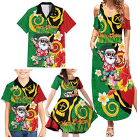 Vanuatu Christmas Family Matching Summer Maxi Dress and Hawaiian Shirt Funny Santa with Namele and Boar Tusk Tribal - Polynesian Pride