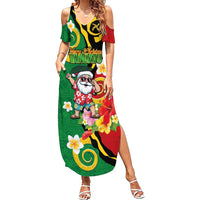Vanuatu Christmas Family Matching Summer Maxi Dress and Hawaiian Shirt Funny Santa with Namele and Boar Tusk Tribal - Polynesian Pride