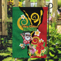 Vanuatu Christmas Garden Flag Funny Santa with Namele and Boar Tusk Tribal - Polynesian Pride