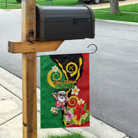 Vanuatu Christmas Garden Flag Funny Santa with Namele and Boar Tusk Tribal - Polynesian Pride