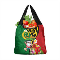 Vanuatu Christmas Grocery Bag Funny Santa with Namele and Boar Tusk Tribal - Polynesian Pride