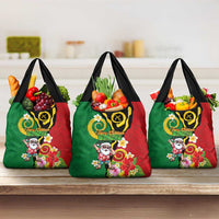 Vanuatu Christmas Grocery Bag Funny Santa with Namele and Boar Tusk Tribal - Polynesian Pride