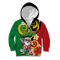 Vanuatu Christmas Kid Hoodie Funny Santa with Namele and Boar Tusk Tribal - Polynesian Pride