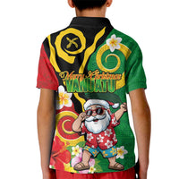 Vanuatu Christmas Kid Polo Shirt Funny Santa with Namele and Boar Tusk Tribal - Polynesian Pride