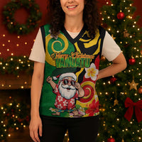 Vanuatu Christmas Knitted V-Neck Vest Funny Santa with Namele and Boar Tusk Tribal - Polynesian Pride