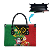 Vanuatu Christmas Leather Bag Funny Santa with Namele and Boar Tusk Tribal - Polynesian Pride