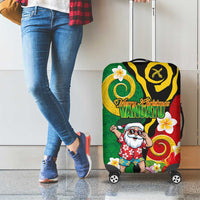 Vanuatu Christmas Luggage Cover Funny Santa with Namele and Boar Tusk Tribal - Polynesian Pride