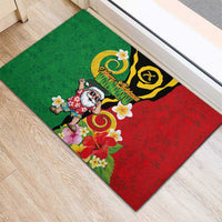 Vanuatu Christmas Rubber Doormat Funny Santa with Namele and Boar Tusk Tribal - Polynesian Pride