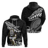 New Zealand Rugby Hoodie Maori Warrior Rugby Silver Fern Tribal Pattern LT03 - Polynesian Pride