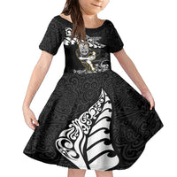 custom-new-zealand-rugby-family-matching-short-sleeve-bodycon-dress-and-hawaiian-shirt-maori-warrior-rugby-silver-fern-tribal-pattern
