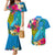 Polynesian Couples Matching Mermaid Dress and Hawaiian Shirt The Turtle Jung Flower with Maori Pattern Ethnic Style LT03 Blue - Polynesian Pride