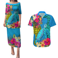 polynesian-couples-matching-puletasi-dress-and-hawaiian-shirt-the-turtle-jung-flower-with-maori-pattern-ethnic-style