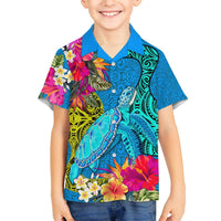 Polynesian Hawaiian Shirt The Turtle Jung Flower with Maori Pattern Ethnic Style LT03 - Polynesian Pride