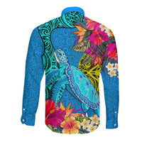 polynesian-long-sleeve-button-shirt-the-turtle-jung-flower-with-maori-pattern-ethnic-style