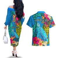 custom-polynesian-couples-matching-off-the-shoulder-long-sleeve-dress-and-hawaiian-shirt-the-turtle-jung-flower-with-maori-pattern-ethnic-style