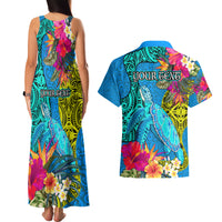 custom-polynesian-couples-matching-tank-maxi-dress-and-hawaiian-shirt-the-turtle-jung-flower-with-maori-pattern-ethnic-style