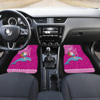 Hawaii Mele Kalikimaka Car Mats Santa Riding The DolPhin Mix Kakau Pattern Pink Style LT03 - Polynesian Pride